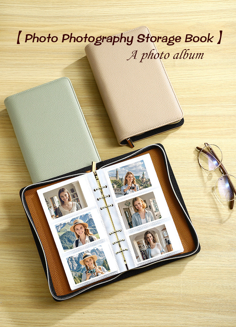Green PU Leather Zippered Photo Album - Holds 240 3" Prints - Image 2
