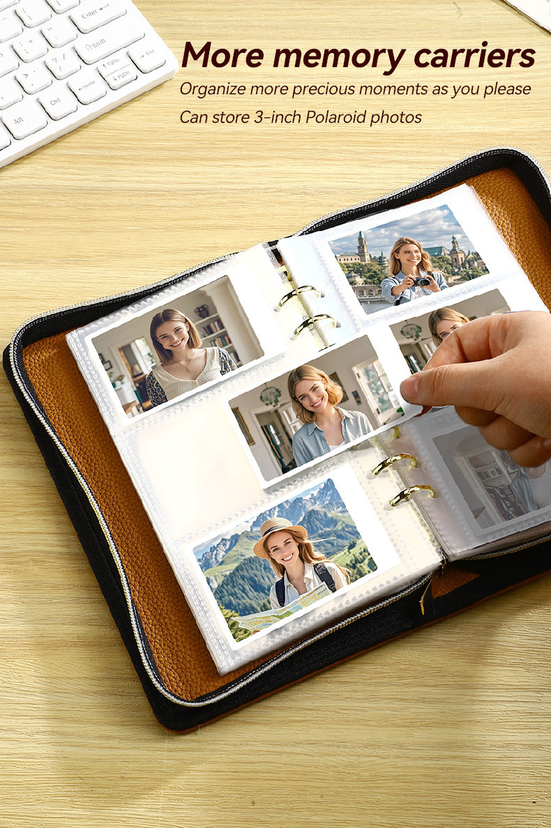 Pink PU Leather Zippered Photo Album - Holds 240 3 Prints" - Image 4