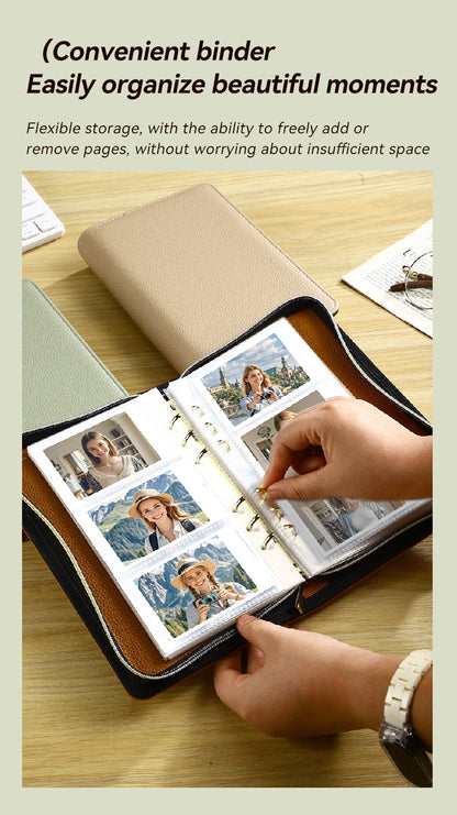 Brown PU Leather Zippered Photo Album - Holds 240 3 Prints" - Image 9