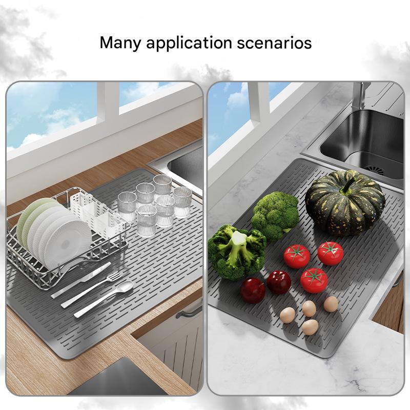 Black Extra Large Silicone Countertop Protector & Dish Drying Mat - Dishwasher Safe (76x53cm) - Image 5