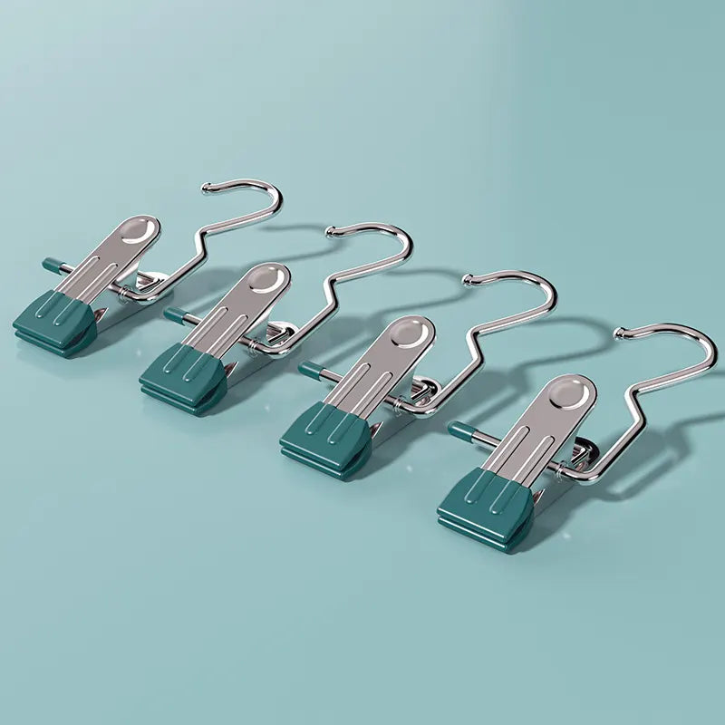 Dark green Stainless Steel Hanging Clips (35 PCS) - Strong Grip for Pants, Hats, Socks, Laundry