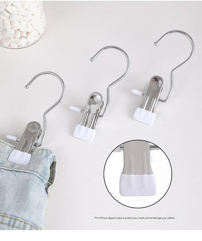 White Stainless Steel Hanging Clips (35 PCS) - Strong Grip for Pants, Hats, Socks, Laundry - Image 2