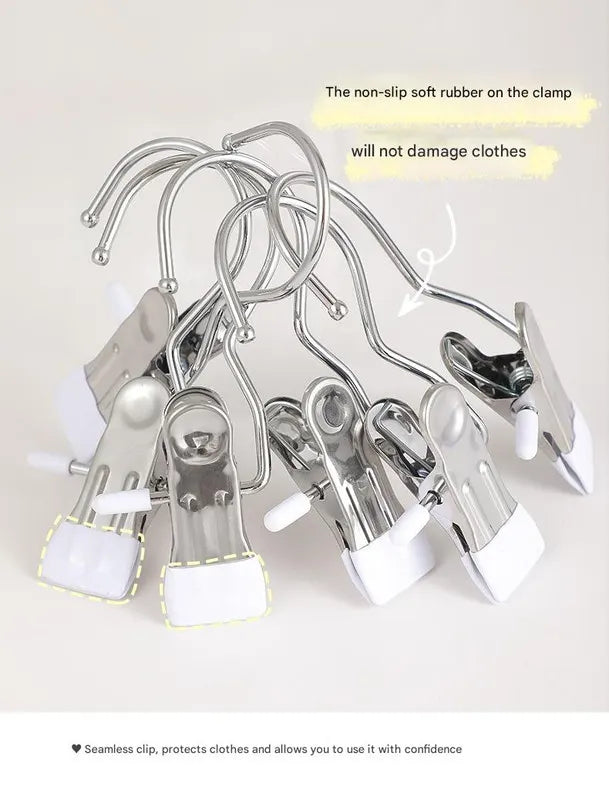 Gray Stainless Steel Hanging Clips (35 PCS) - Strong Grip for Pants, Hats, Socks, Laundry - Image 4