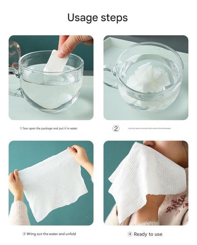 8 Packs (160 Total) Portable Cotton Compressed Towels - Soft, Absorbent Face Cleansing Cloths (Square Compression : 24x30cm) - Image 4