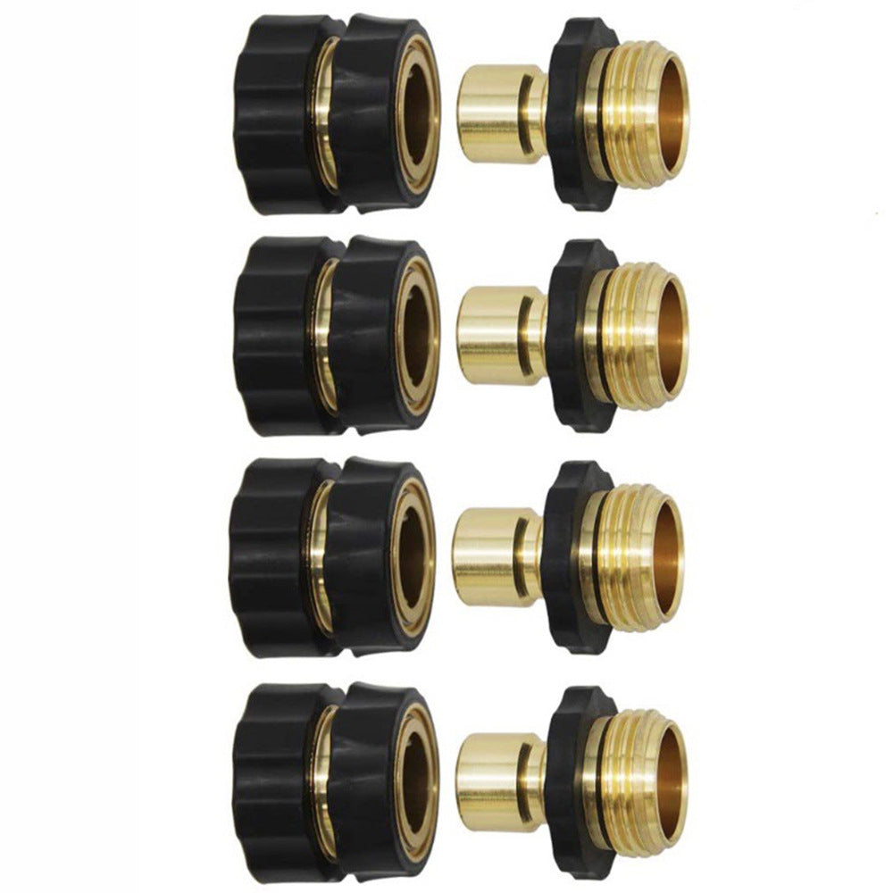 American Standard 3/4 Inch Brass Quick Connect Garden Hose Adapter (4 Male & 4 Female) - Image 2