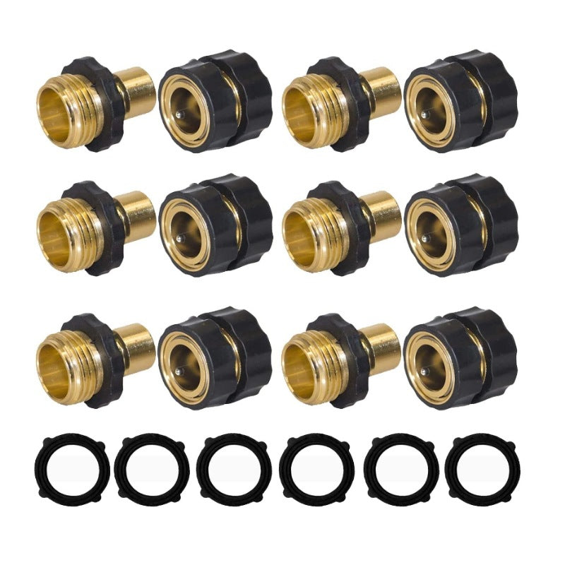 American Standard 3/4 Inch Brass Quick Connect Garden Hose Adapter (6 Male & 6 Female) - Image 2
