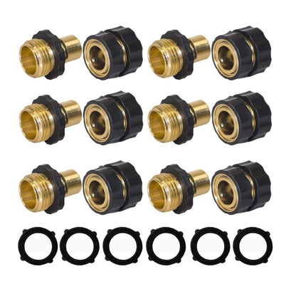 American Standard 3/4 Inch Brass Quick Connect Garden Hose Adapter (6 Male & 6 Female) - Image 2
