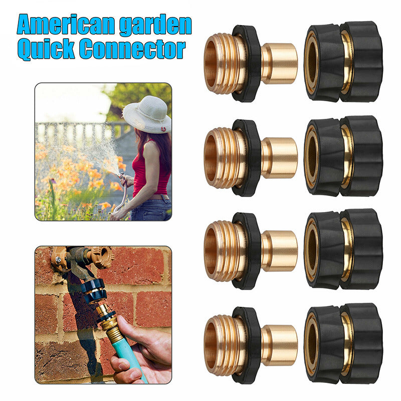 American Standard 3/4 Inch Brass Quick Connect Garden Hose Adapter (6 Male & 6 Female) - Image 3