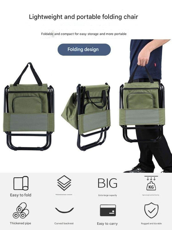 Foldable Camping Chair with Integrated 10L Insulated Cooler Bag - Army Green - Image 4