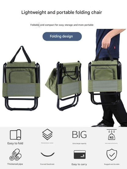Foldable Camping Chair with Integrated 10L Insulated Cooler Bag - Army Green - Image 4