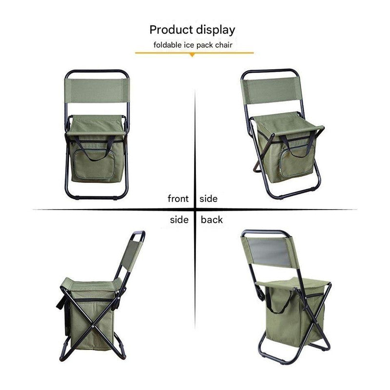 Foldable Camping Chair with Integrated 10L Insulated Cooler Bag - Blue - Image 2