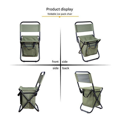 Foldable Camping Chair with Integrated 10L Insulated Cooler Bag - Black - Image 2