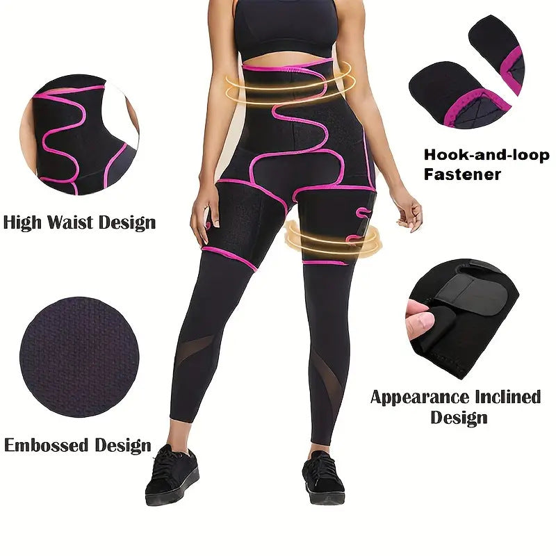 Black Women's 3-in-1 Body Shaper: Waist Cincher, Thigh Slimmer, Glute Lifter - Workout Gear (Size : L/XL) - Image 3