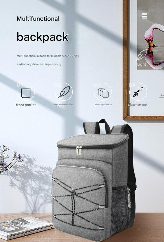 Black Large Insulated Cooler Backpack - Leakproof, Lightweight for Picnic, Beach, Camping - Image 2