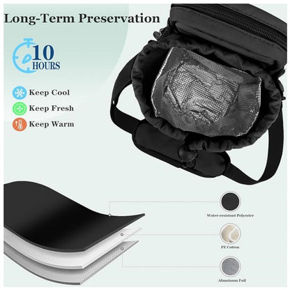 Black Portable Crossbody Water Bottle Holder with Multiple Pockets - Thermal Cooler Bag - Image 4