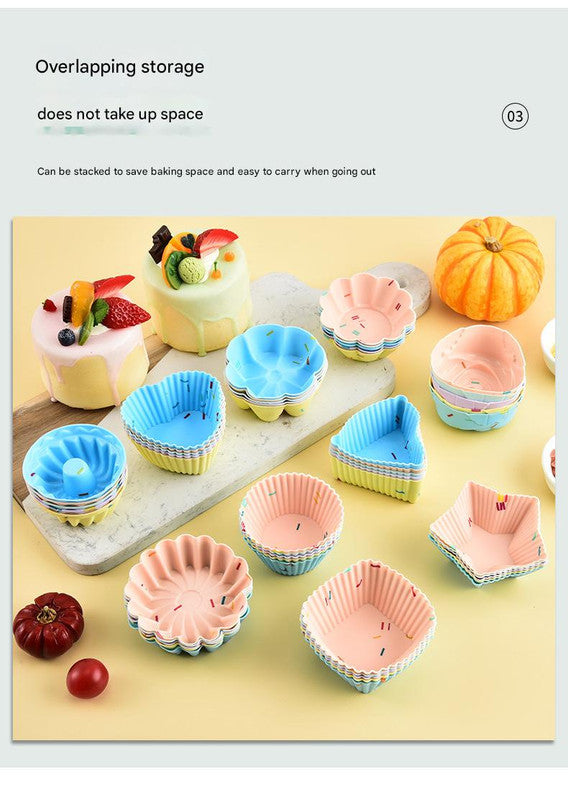 Style 1 Silicone Mini Cake Molds (30 Pack) -  For Cupcakes, Desserts (6.5x6.5x3.2cm) - Image 3