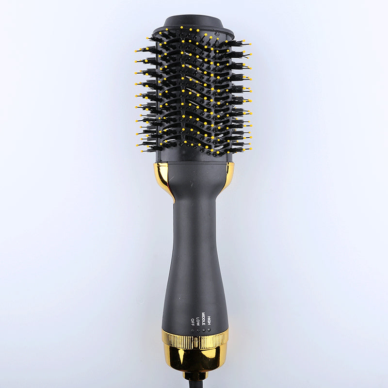 Gold 3-in-1 Hot Air Brush Hair Dryer & Styler - Volumizer, Straightener, Curler