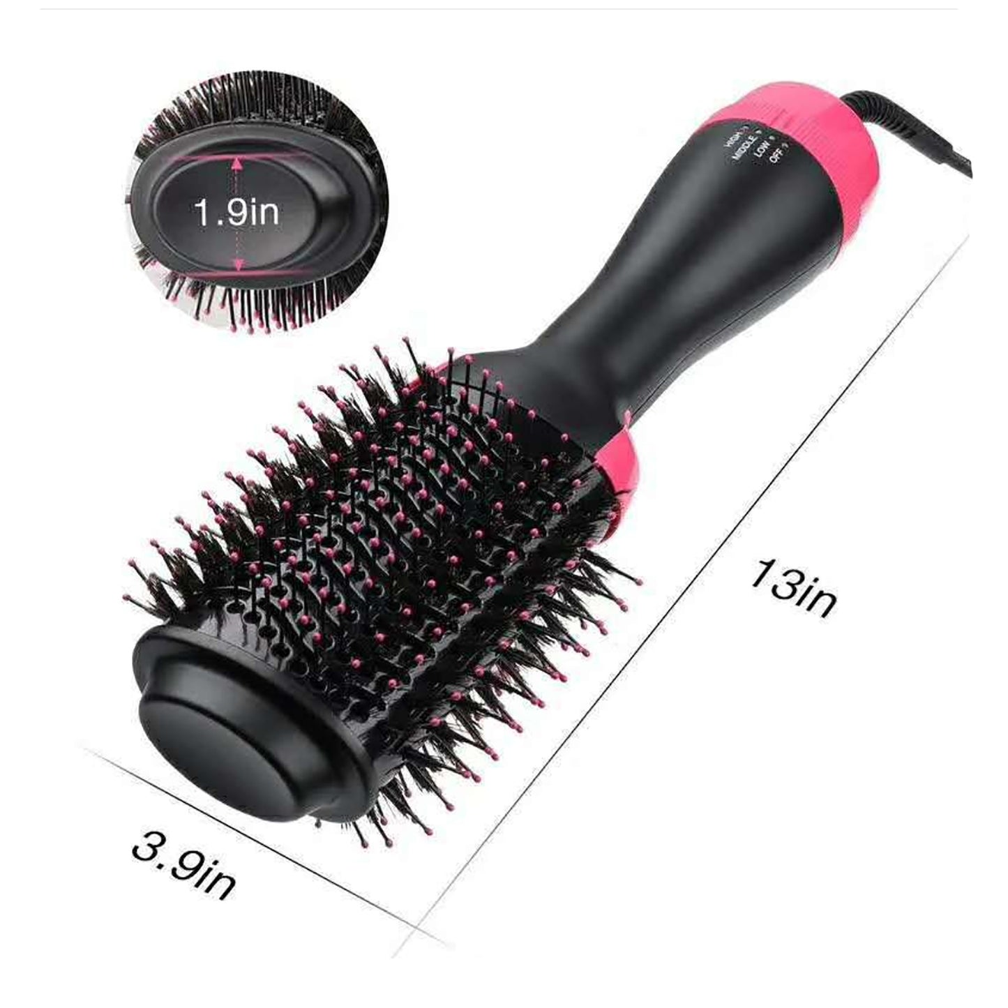 Gold 3-in-1 Hot Air Brush Hair Dryer & Styler - Volumizer, Straightener, Curler - Image 5