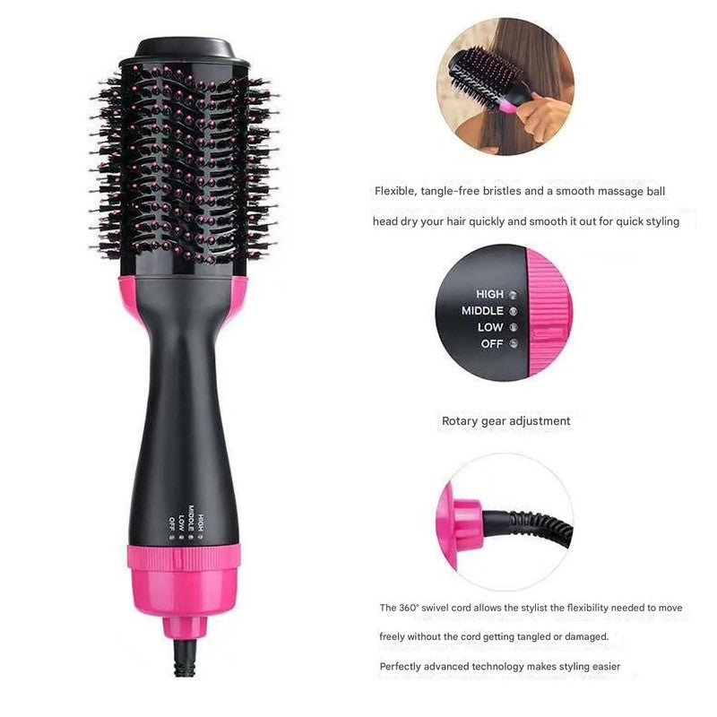 Purple 3-in-1 Hot Air Brush Hair Dryer & Styler - Volumizer, Straightener, Curler - Image 3