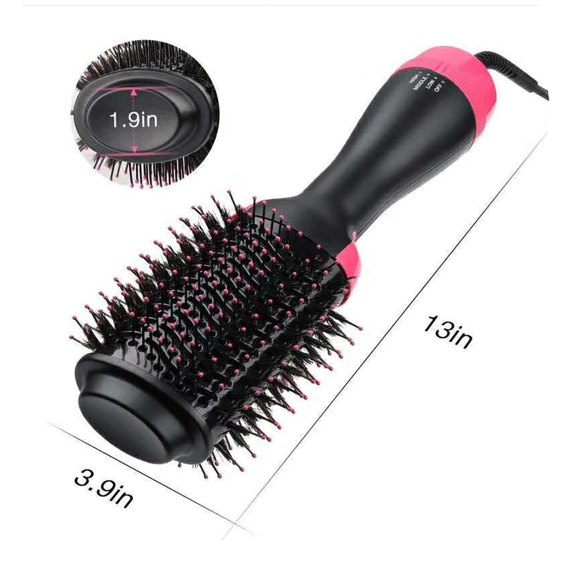 Purple 3-in-1 Hot Air Brush Hair Dryer & Styler - Volumizer, Straightener, Curler - Image 5
