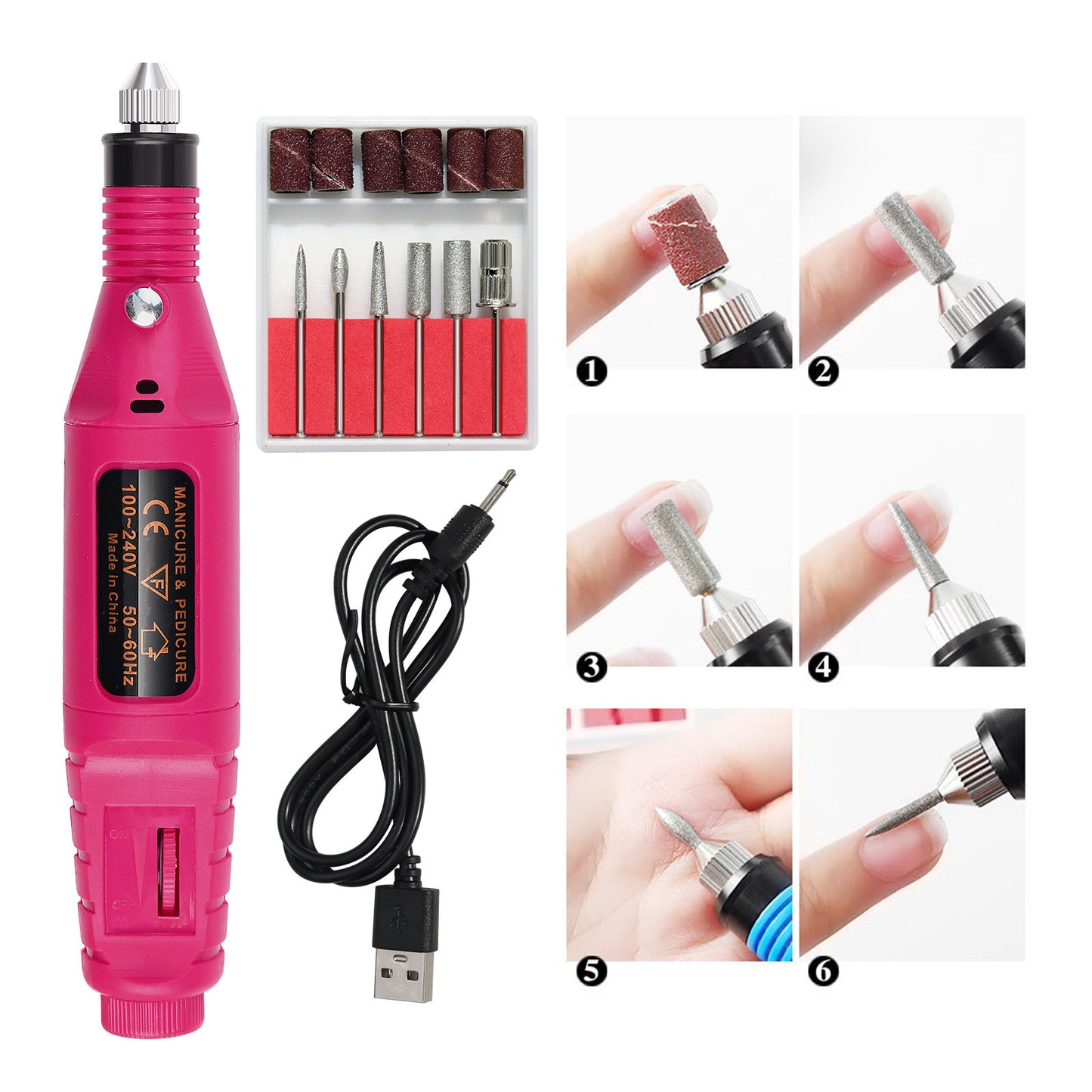 Complete Nail Art Manicure Kit - UV LED Lamp, Electric Drill, Brushes & Accessories - Image 2