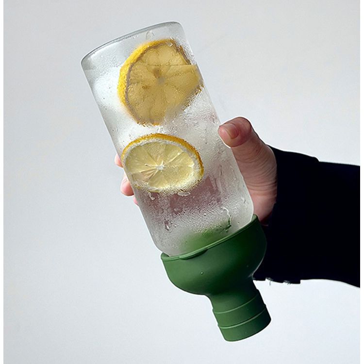 Style Cold Brew Bottle - 450ml Glass, Leak-Resistant Silicone Top Green Silicone Lid - Image 2