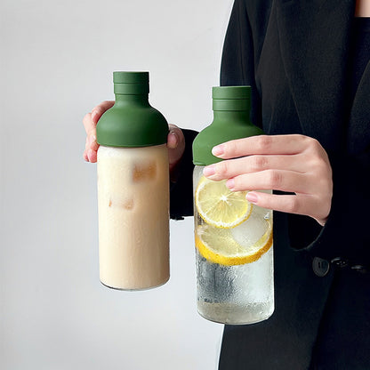 Style Cold Brew Bottle - 450ml Glass, Leak-Resistant Silicone Top Green Silicone Lid - Image 4
