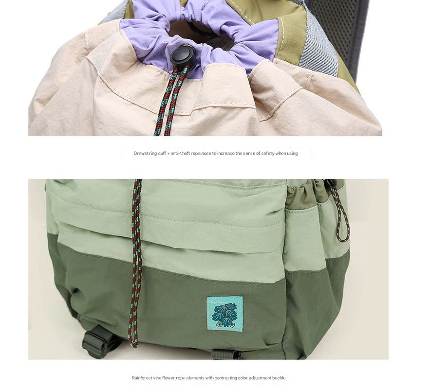 Beige Stylish Lightweight Drawstring Backpack for Women Men Hiking Travel - Image 6