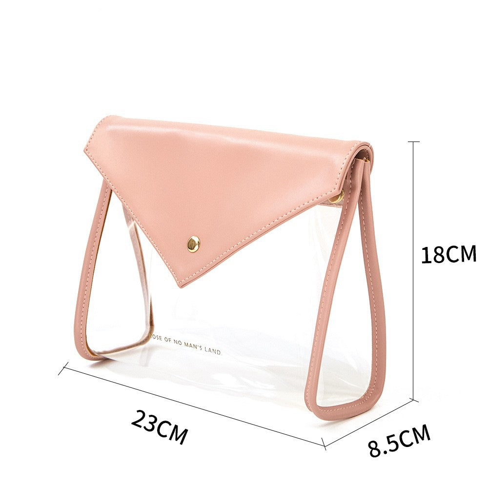 Pink Chic Envelope Makeup Bag with Transparent Waterproof Design - Image 4