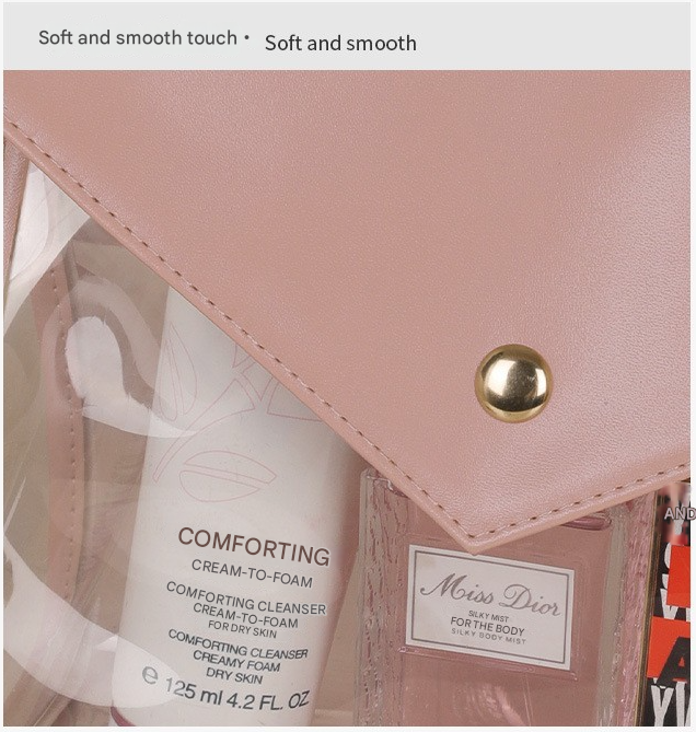 Yellow Chic Envelope Makeup Bag with Transparent Waterproof Design - Image 3