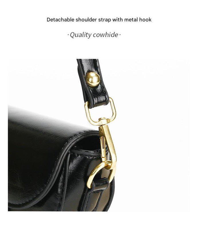 White Chic Saddle Crossbody Bag with Wide Guitar Strap - PU Leather - Image 3