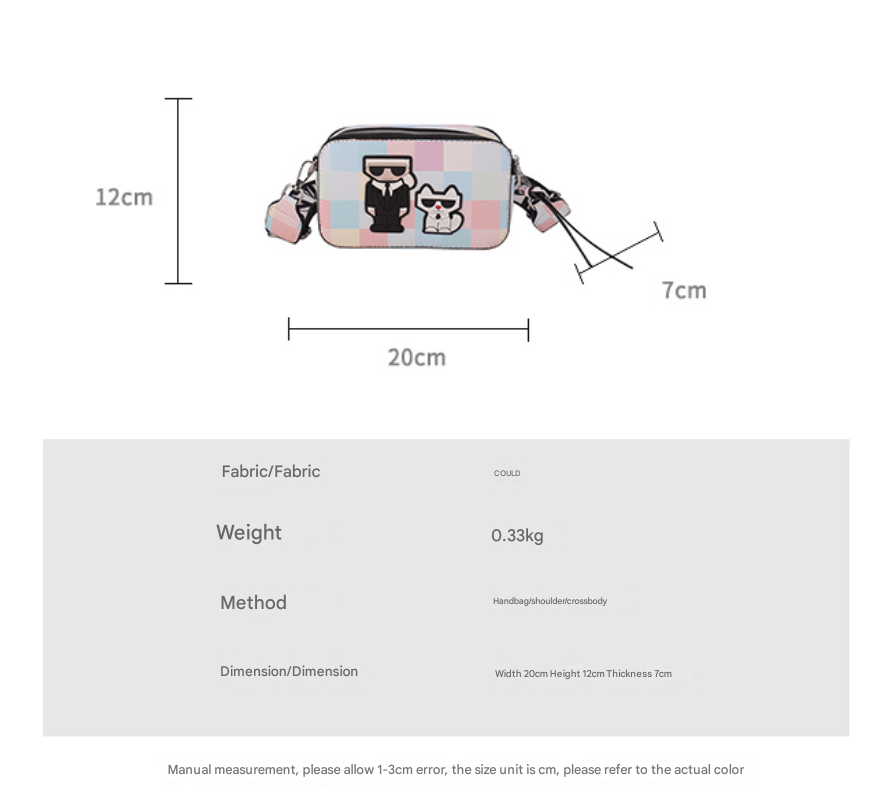 Blue Unique Doodle Print PU Leather Bag - Lightweight Crossbody with Character - Image 4