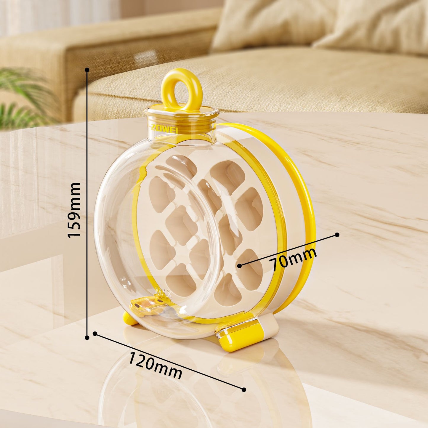 Yellow Portable Press-Release Ice Cube Maker Bottle - Makes 12 Cubes, Doubles as Bottle - Image 2