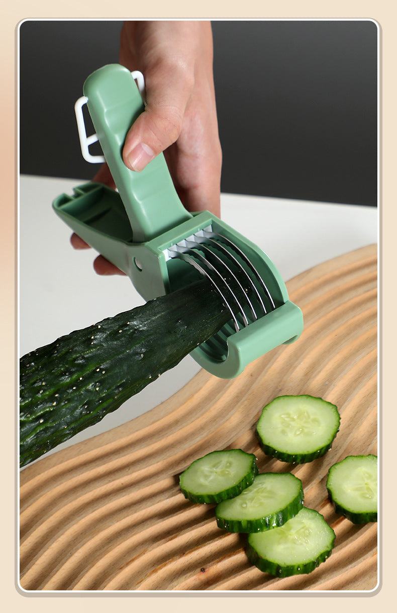 2 pcs Green 5-Blade Fruit & Vegetable Slicer for Crinkle Cuts - Kitchen Gadget - Image 3