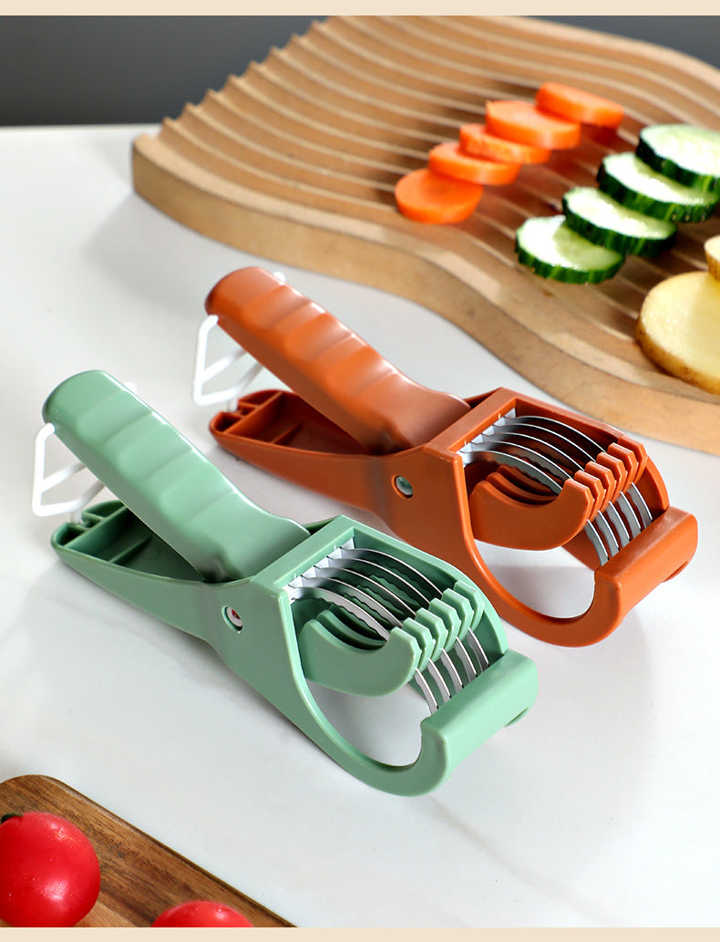 2 pcs (Orange+Green) 5-Blade Fruit & Vegetable Slicer for Crinkle Cuts - Kitchen Gadget - Image 2