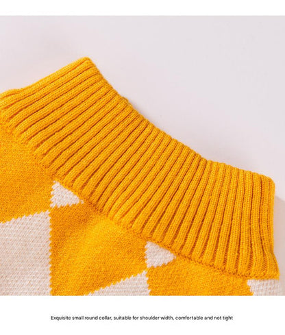Classic Argyle Dog Sweater - Yellow & White Knit for Corgis & Medium Breeds (Size : L) - Image 5