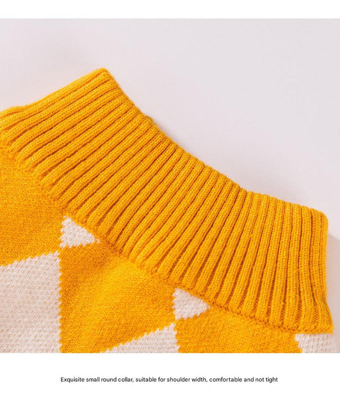 Classic Argyle Dog Sweater - Yellow & White Knit for Corgis & Medium Breeds (Size : XL) - Image 5