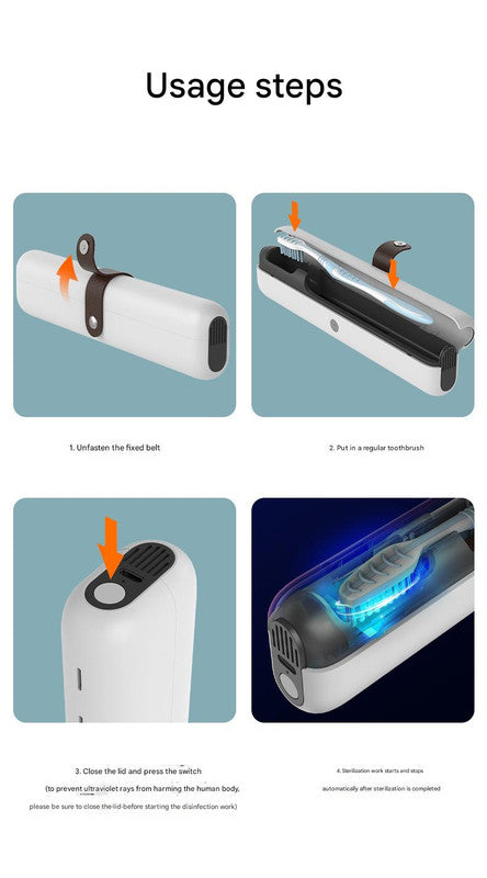 Travel UVC Toothbrush Sanitizer Box - Magnetic Closure, Rechargeable - Image 7