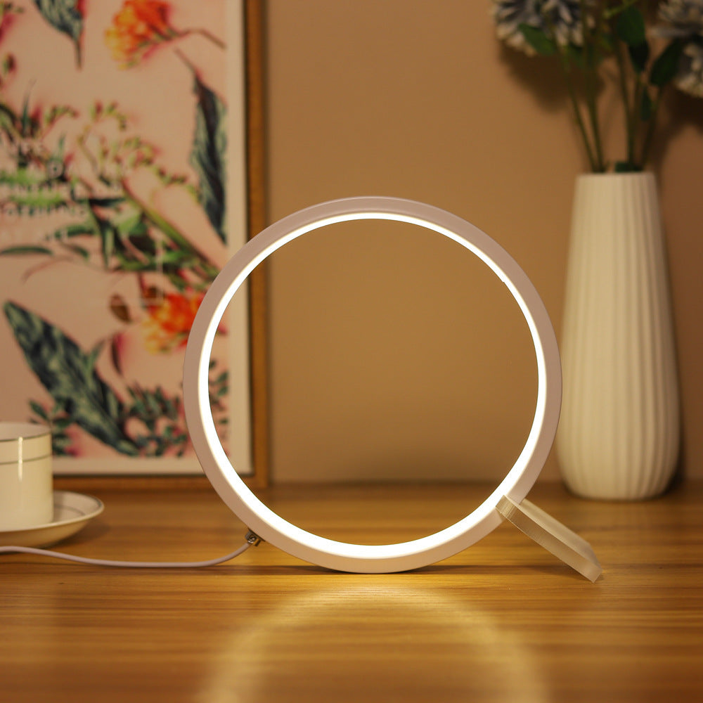 Modern LED Ring Desk Lamp - USB Powered, 3 Color Modes, Dimmable - Image 2
