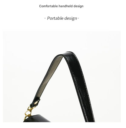 Silver Chic Saddle Crossbody Bag with Wide Guitar Strap - PU Leather - Image 4