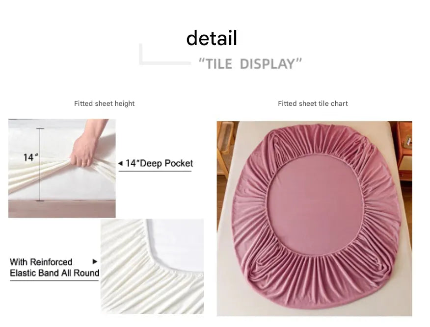 Bean paste color Plush Crystal Velvet Fitted Sheet - Ultra Soft, Warm & Thick for Winter (138x190+36cm) - Image 3