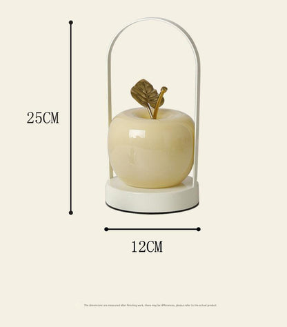 Orange Decorative Apple Table Lamp - USB-C,  3 Light Modes, Metal Handle - Image 4