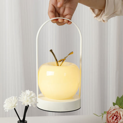 Yellow Decorative Apple Table Lamp - USB-C,  3 Light Modes, Metal Handle - Image 2