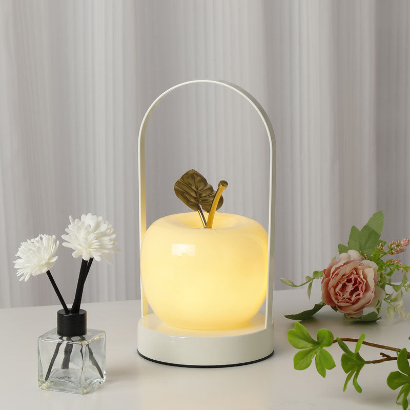 Yellow Decorative Apple Table Lamp - USB-C,  3 Light Modes, Metal Handle - Image 3