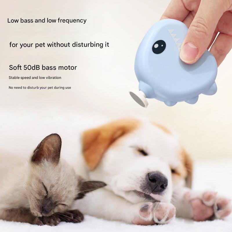 Pink Cute Dinosaur Electric Pet Nail Grinder - 3-Speed, Low Noise, USB-C for Dogs & Cats - Image 2
