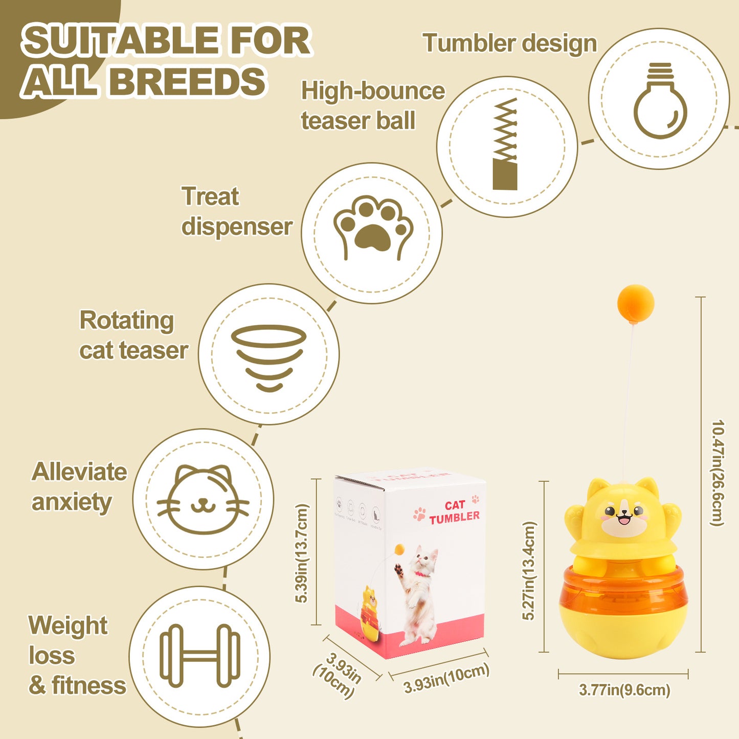 Pink 3-in-1 Interactive Cat Toy - Tumbler, Treat Dispenser, Track & Teaser Ball - Image 3