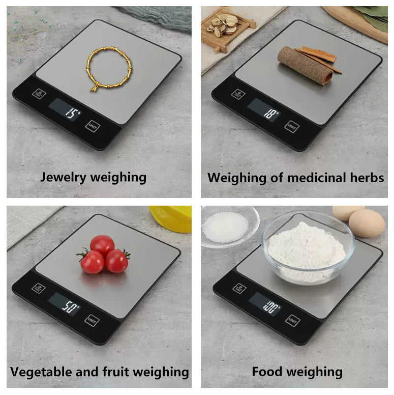 Black Digital Kitchen Scale - Stainless Steel Food Scale for Baking & Cooking (10kg/1g) - Image 2