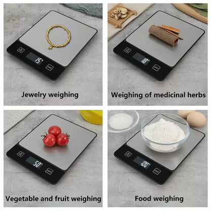 Black Digital Kitchen Scale - Stainless Steel Food Scale for Baking & Cooking (10kg/1g) - Image 2