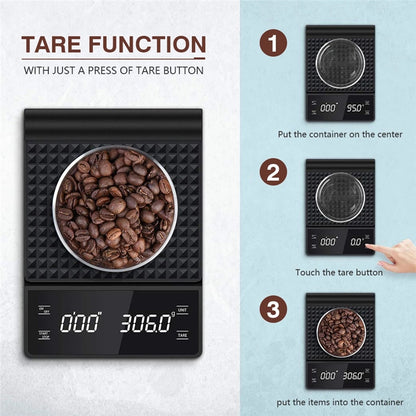 Digital Coffee Scale with Timer - 0.1g Precision, USB Rechargeable, Pour Over & Espresso - Image 3