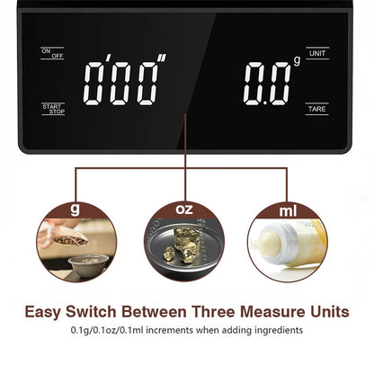 Digital Coffee Scale with Timer - 0.1g Precision, USB Rechargeable, Pour Over & Espresso - Image 4